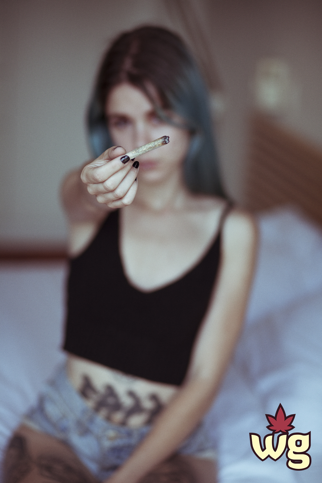 sexy blue haired girl smoking marijuana | Weed Girls